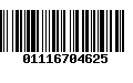 Código de Barras 01116704625