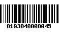 Código de Barras 0193040000045