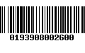 Código de Barras 0193908002600