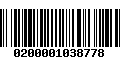 Código de Barras 0200001038778