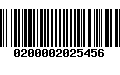 Código de Barras 0200002025456