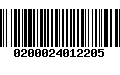 Código de Barras 0200024012205