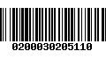 Código de Barras 0200030205110