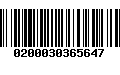 Código de Barras 0200030365647