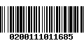 Código de Barras 0200111011685