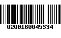 Código de Barras 0200160045334