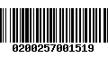 Código de Barras 0200257001519