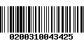 Código de Barras 0200310043425