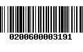 Código de Barras 0200600003191