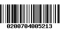 Código de Barras 0200704005213