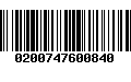 Código de Barras 0200747600840