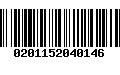 Código de Barras 0201152040146