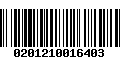 Código de Barras 0201210016403