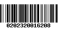 Código de Barras 0202320016208