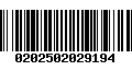 Código de Barras 0202502029194