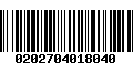 Código de Barras 0202704018040