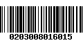 Código de Barras 0203008016015