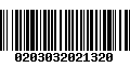 Código de Barras 0203032021320