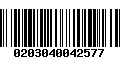 Código de Barras 0203040042577