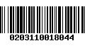 Código de Barras 0203110018044