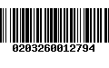 Código de Barras 0203260012794