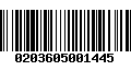 Código de Barras 0203605001445