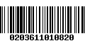 Código de Barras 0203611010820