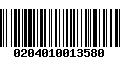 Código de Barras 0204010013580