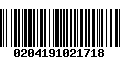 Código de Barras 0204191021718