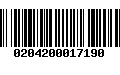 Código de Barras 0204200017190