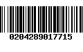 Código de Barras 0204289017715