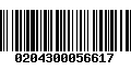 Código de Barras 0204300056617