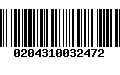 Código de Barras 0204310032472