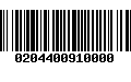 Código de Barras 0204400910000