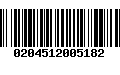 Código de Barras 0204512005182