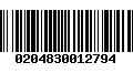 Código de Barras 0204830012794