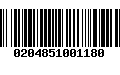 Código de Barras 0204851001180