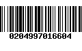 Código de Barras 0204997016604