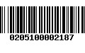 Código de Barras 0205100002187