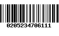 Código de Barras 0205234706111