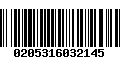 Código de Barras 0205316032145