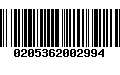 Código de Barras 0205362002994