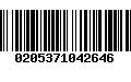 Código de Barras 0205371042646