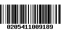 Código de Barras 0205411009189