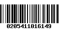 Código de Barras 0205411016149