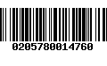 Código de Barras 0205780014760