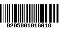 Código de Barras 0205801016018