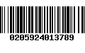 Código de Barras 0205924013789