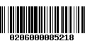 Código de Barras 0206000085218