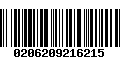 Código de Barras 0206209216215